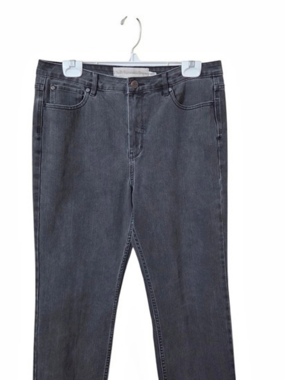 Straight Leg Jeans in Gray Like New Cropped